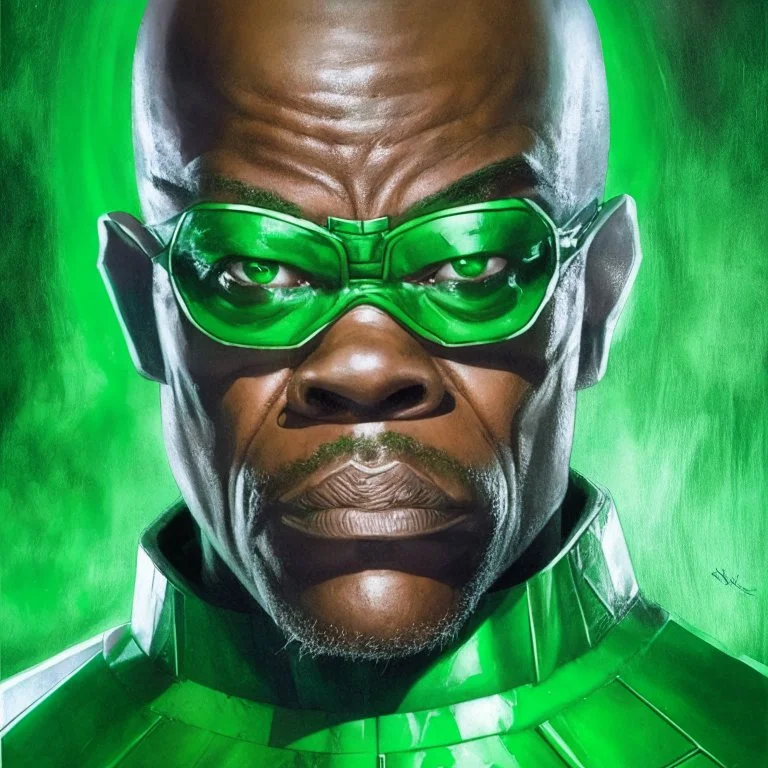 drugged Green Lantern comic cover Samuel l jackson oil painting