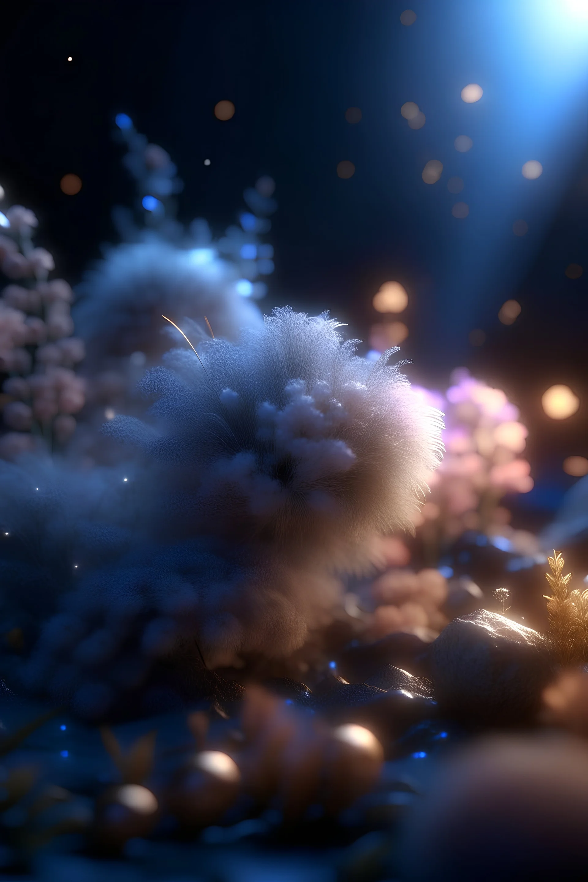 61. dry pastel, floral fantasy, flowers, down, fur, silk threads, fog, haze, lunar octane render, high octane, silvery bokeh, sparkles, stars, color correction, crumpled, scuffed, 256k