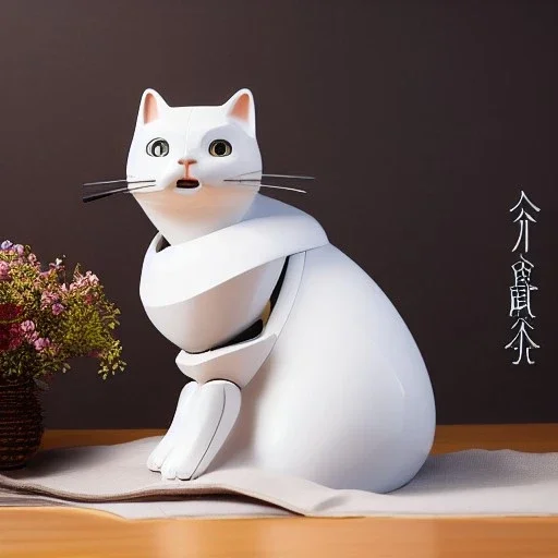 beautiful smooth realistic Japanese samurai robot cat body, run on dark cosmos background, cat еye, extremely sharp detail, finely tuned detail, ultra high definition, 8 k, unreal engine 5, ultra sharp focus, accurate sword wings, positive smile, lot of details, fit within portrait, Ambiance dramatique