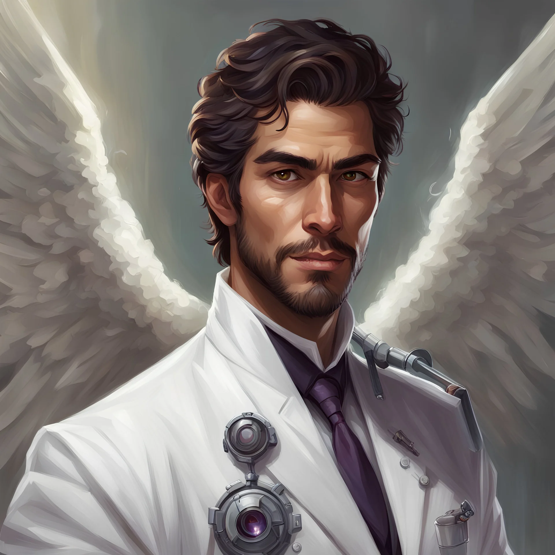 dnd, portrait of angel scientist