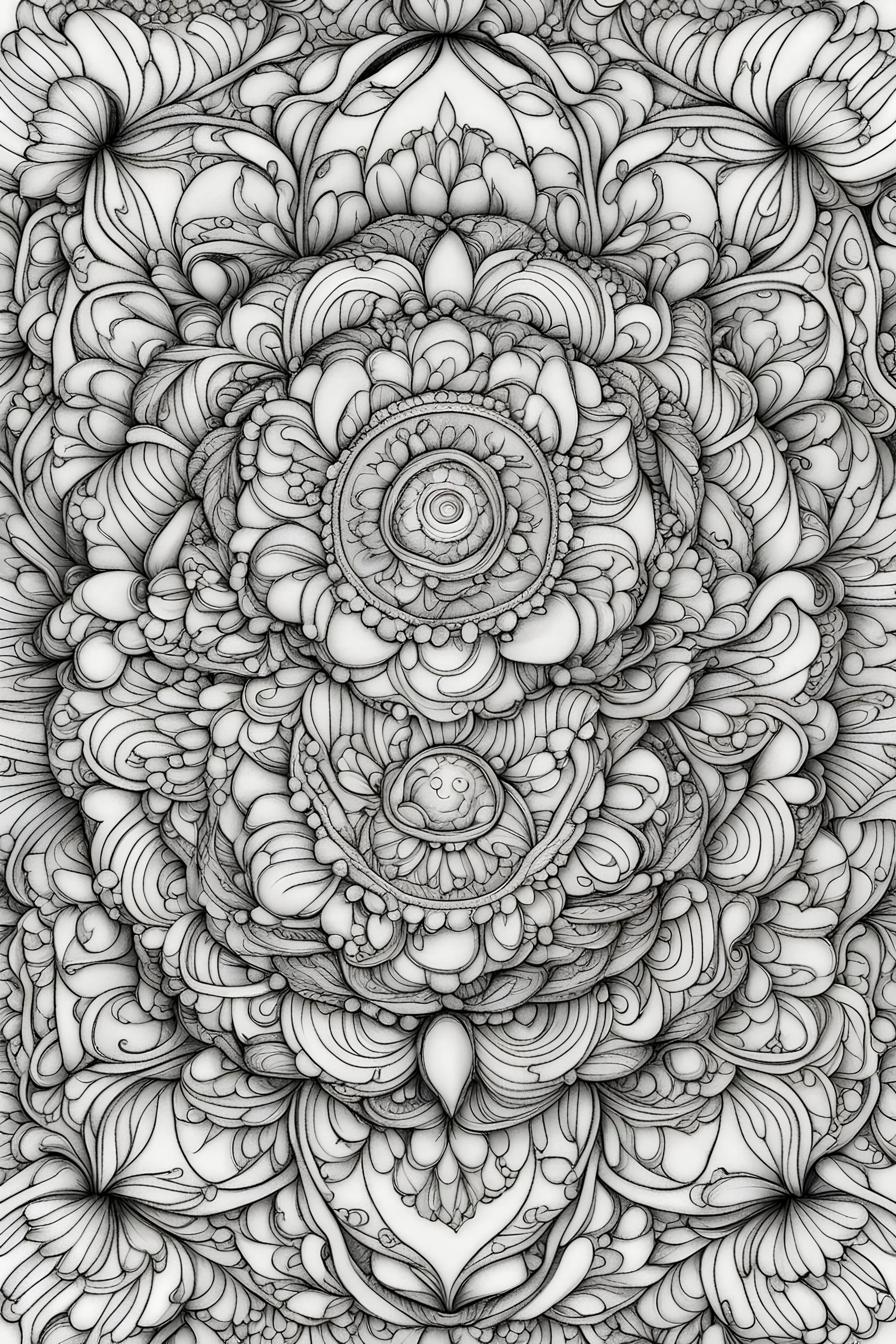 mandala coloring page style but very intricate patterns, clean lines white background extra delicate