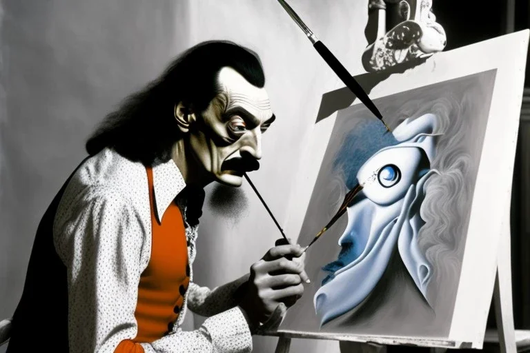 Salvatore Dali is painting a picture of himself