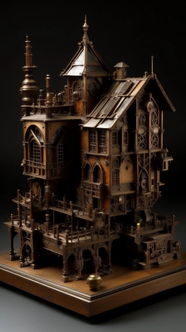 A brownish bronze mechanical factory with magnets painted by Albrecht Durer