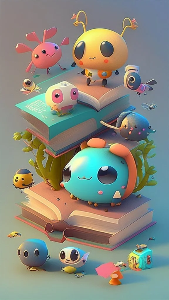 Cute and adorable cartoon, surrealism, super cute, trending on artstation,Toys 3D, kawaii,blind box of a cute no book, How to Start a Story Without an End,Book Exhibition, Searching for a Beetle,players had to explore a world where the laws of cause and effect are constantly being rewritten? In this game, players would have to navigate a world where their actions may have unexpecte