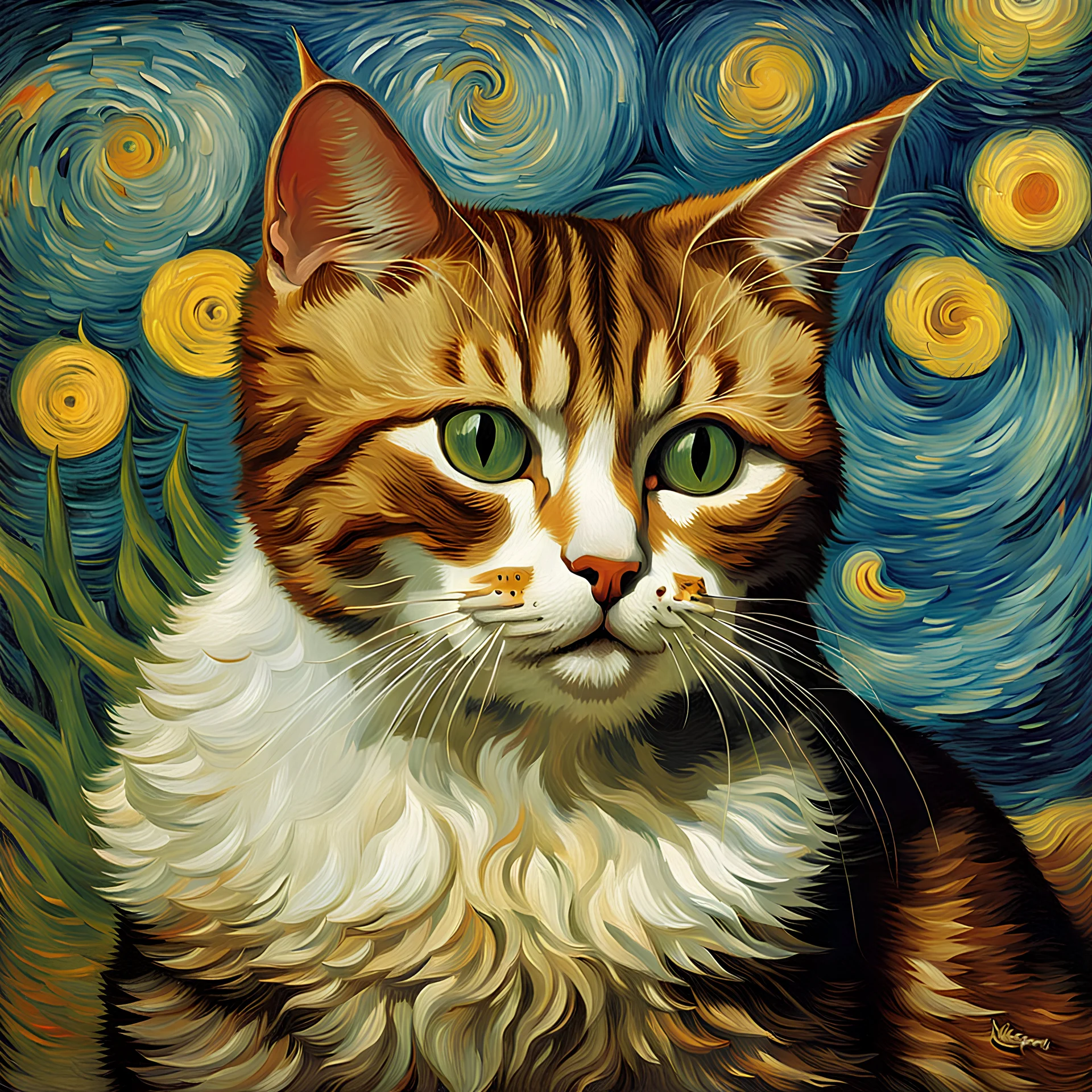 Photograph of a cat by Van Gogh