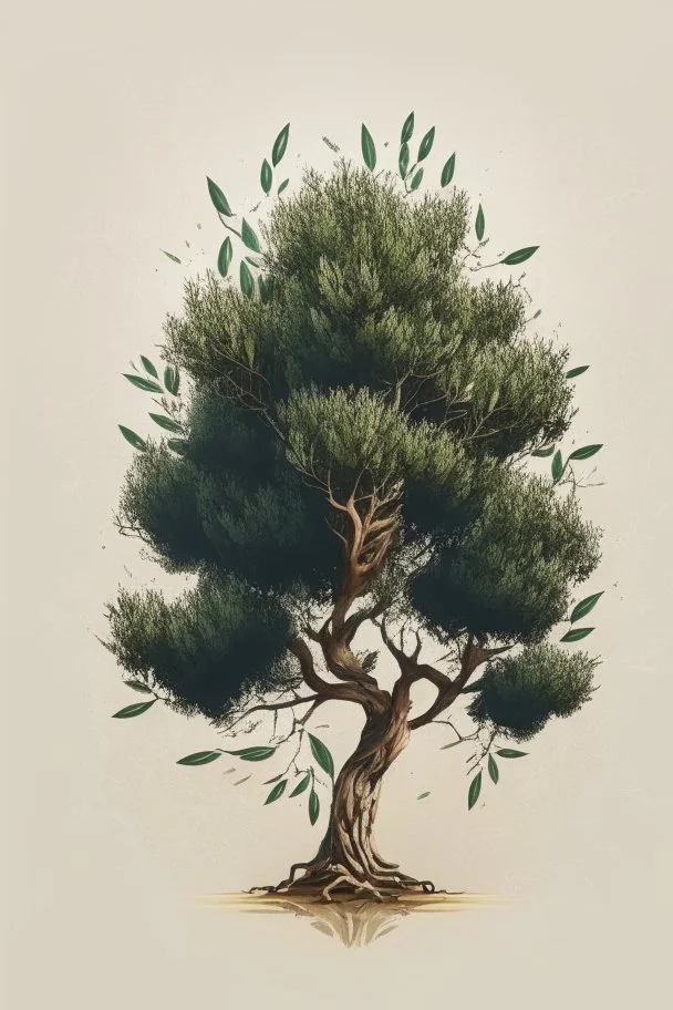 the most beautiful and majestic olive tree, clean background, logo