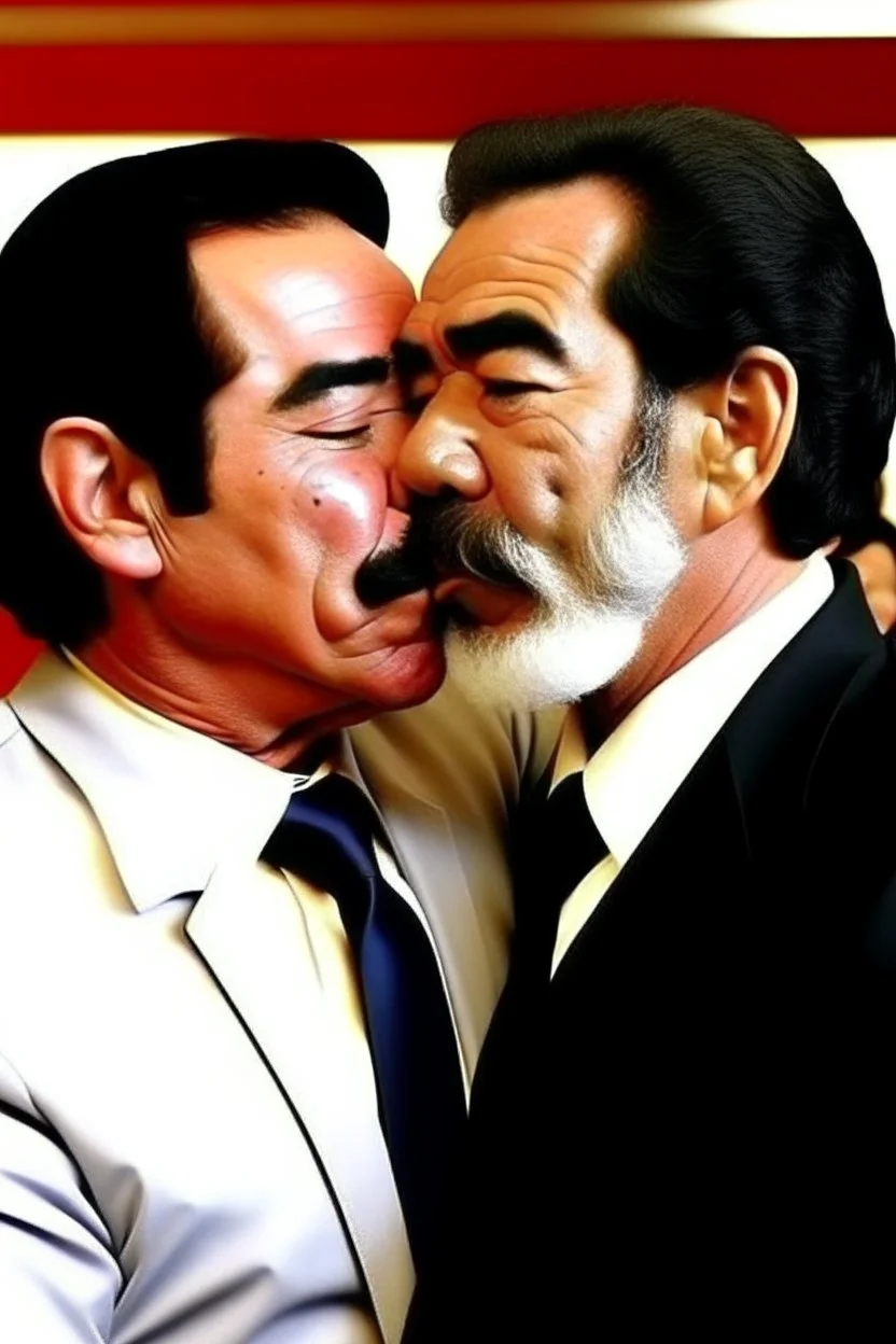 saddam hussein kissing george w bush