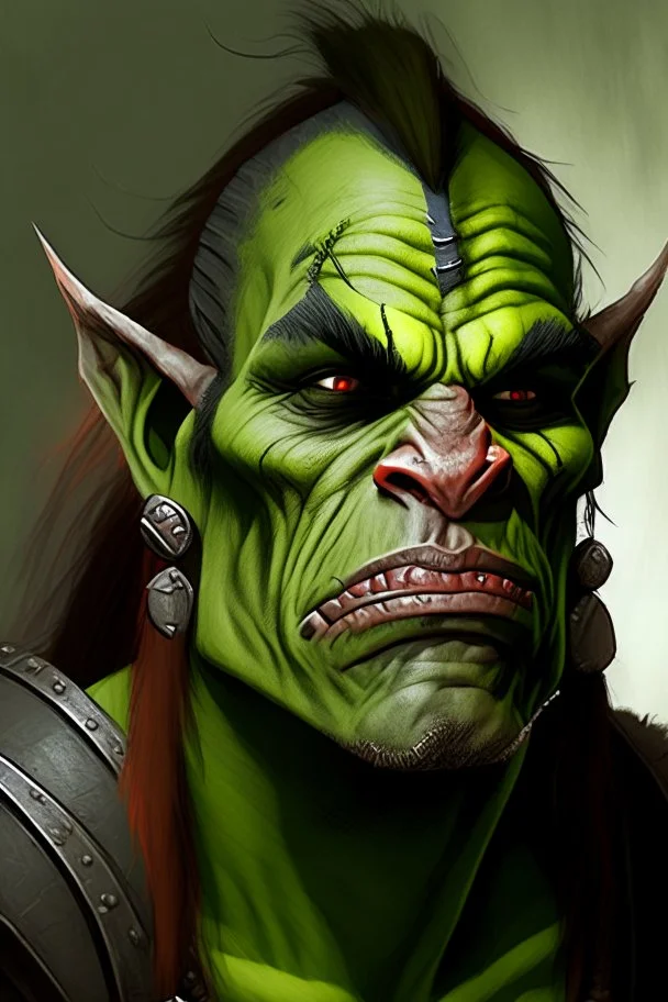 A comic portrait of an orc