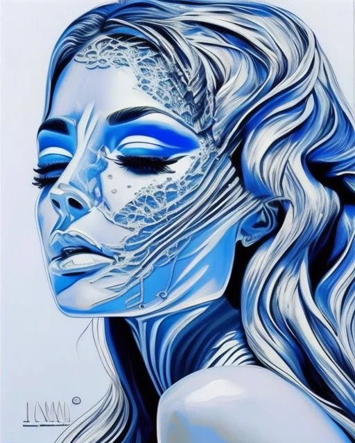 Relaxed when painting genrate this picture only blue and black colour