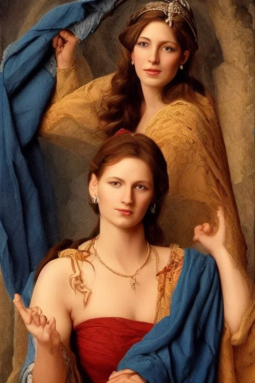 Portrait, beautiful stunning lady and goddess, medium shot, style of Brothers Hildebrandt