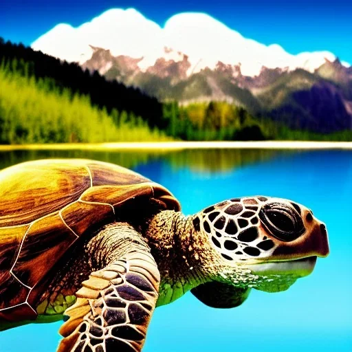 turtle and flower and mountain