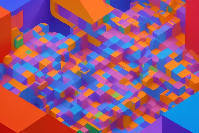 3D colorful geometric installation, simplistic, studio lighting, C4D, 16k, Behance, Artstation, centered, top down camera, vibrant