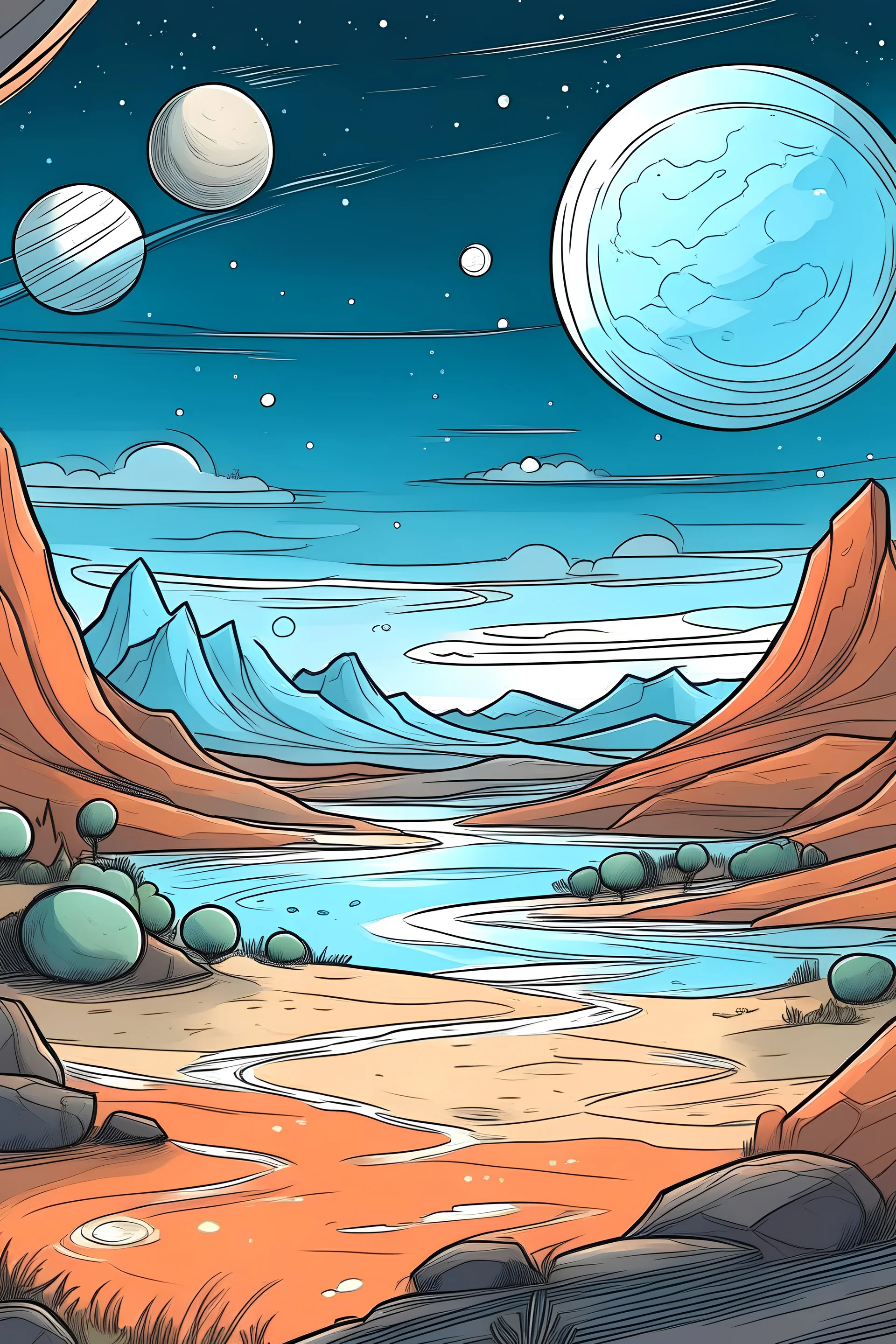 draw a landscape about space