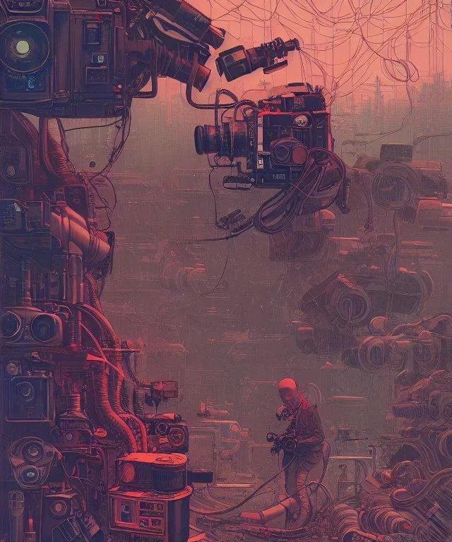 Camera., concept art, hyper detailed, asaf hanuka, dan mumford, kilian eng, post-apocalyptic, oil on canvas