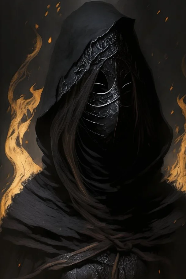 The Fire Keeper world of the dark souls 3, She is often depicted wearing a long, dark robe that covers her entire body. Her attire is black in color, matching the somber and mysterious atmosphere of the game. She adorns a mask on her face, which adds to her enigmatic presence. The mask conceals her features and gives her a haunting and intriguing look. Overall, her appearance combines elements of darkness, secrecy, and depth, reflecting her role as the guardian of the fire in the game.