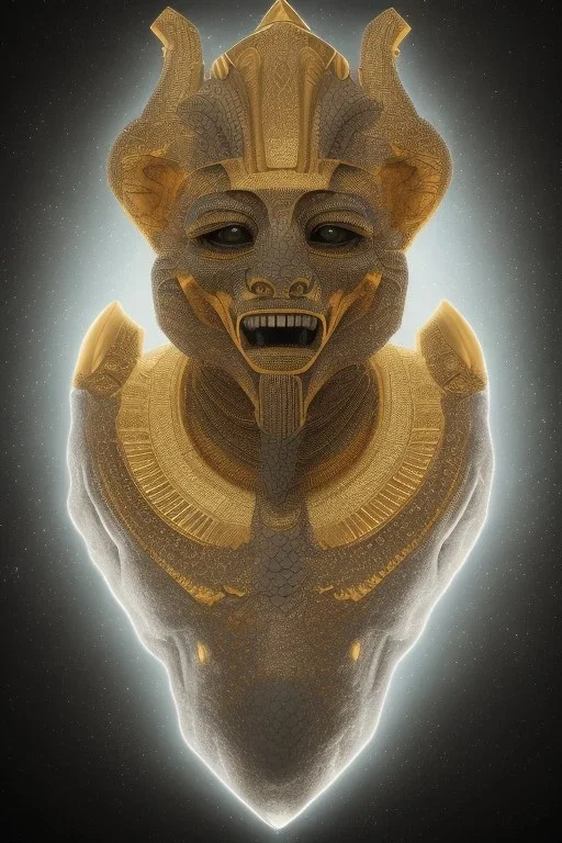 Anunnaki black male African Egyptian alien, cracks in the voodoo head, wicked, eyes, Elephant, 8k, finely detailed, photo realistic, tiger turquoise skull head gold dragon helmet space alien snow skeleton gold olmec silver crown silver eyes