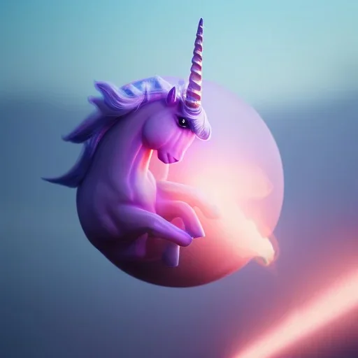 CM küre içinde fantastik unicorn ateşli kanatları olan