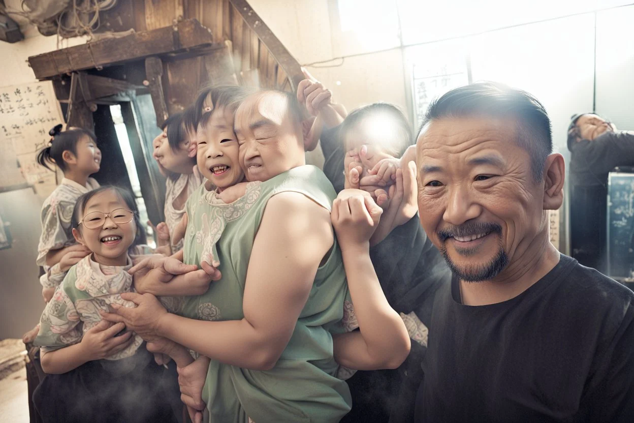 A typical Japanese family often emphasizes unity, respect for elders, and a strong work ethic. Family members often live together and maintain close ties. Traditional values, such as filial piety, play a significant role, and there's often a focus on education and achievement. Meals are occasions for family bonding, and festivals and ceremonies hold cultural importance., Shot with Canon EOS R5, 50mm lens, depth of field, shutter speed 1/1000, f/2.8, white balance, 6000k. High resolution, realist