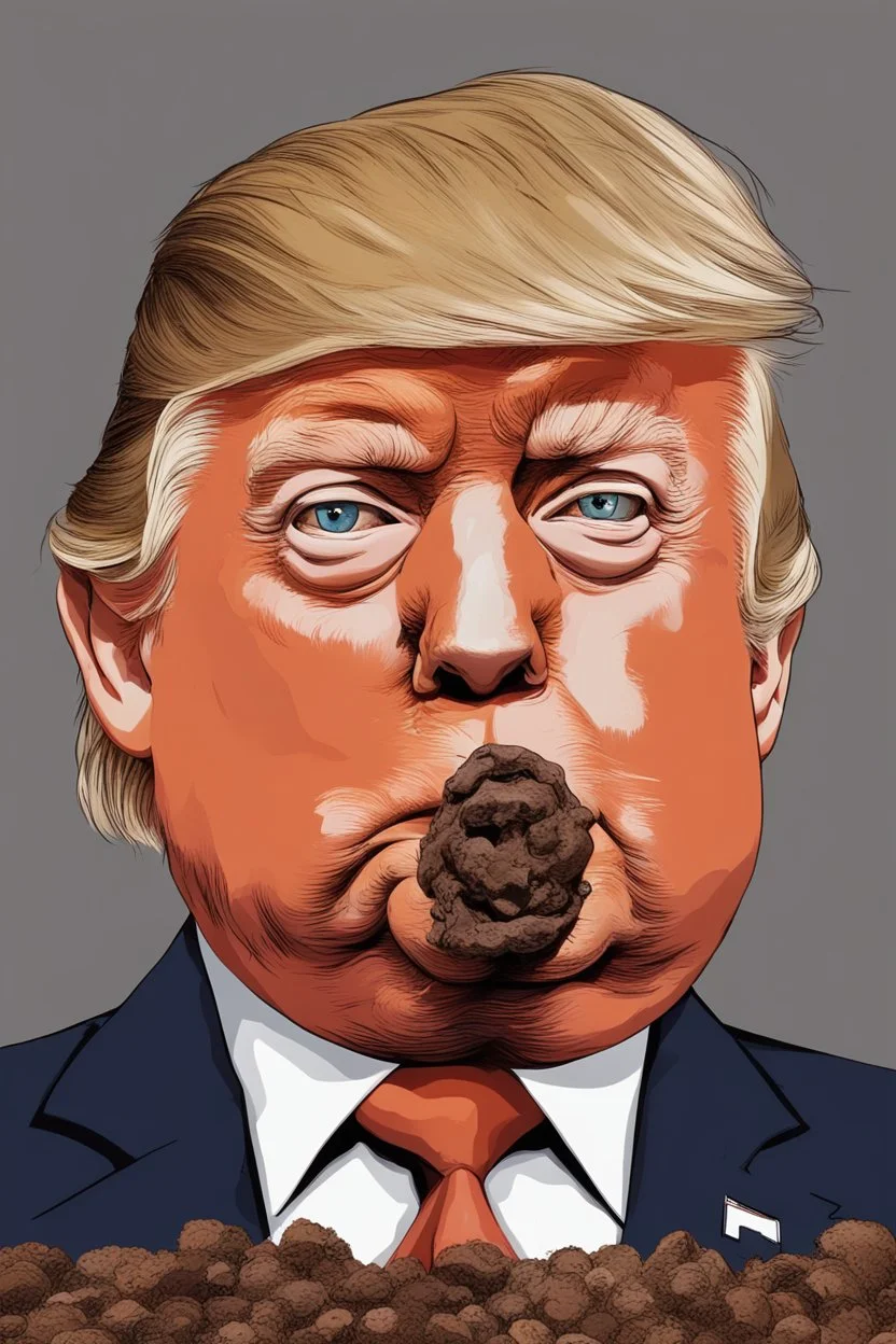 president donald trump as a pig covered in feces