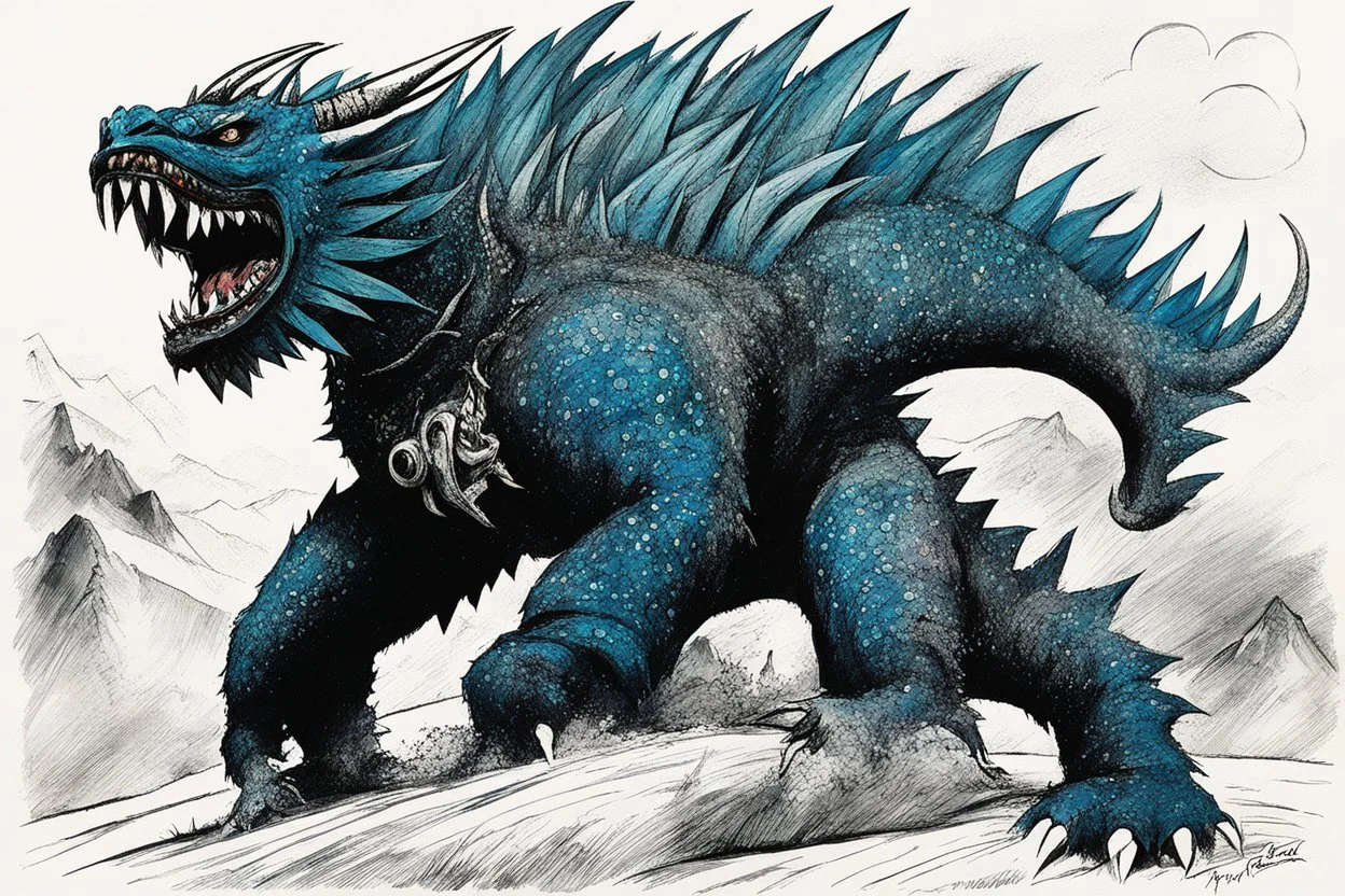 an illustration for the comic "Mil Mascaras is the Nilbog monster" by Jean-Paul Riopelle