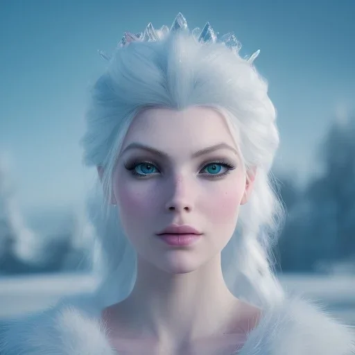 A portrait of a crystalised casttle ices snow queen, atmospheric,fantasy, realistic, unreal engine 5, cinematic lighting, octane render.