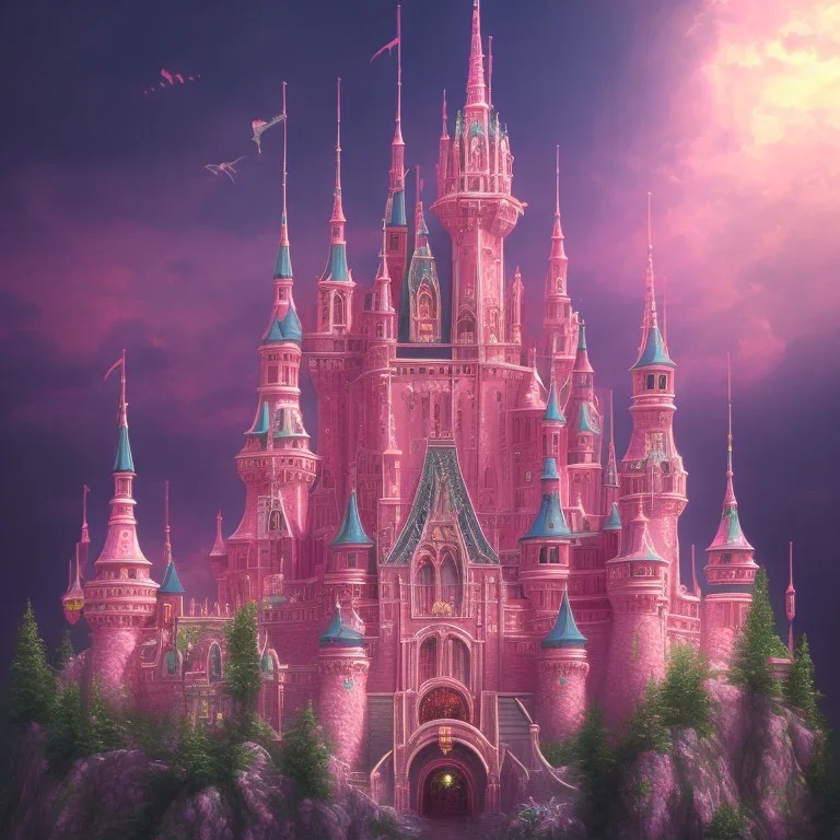 luminous pink castle