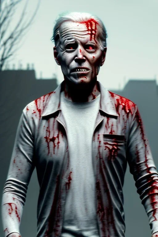 Ultra realistic image, joe biden zombie, zombie performance, skull, grey glow eyes. green blood, torn arm, night, walking twisted, waist up view, thriller style, dark ambient, highly detailed, White House background, concept art, unreal engine 5, god rays, ray tracing, RTX, lumen lighting, ultra detail, volumetric lighting, 3d, finely drawn, high definition, high resolution.