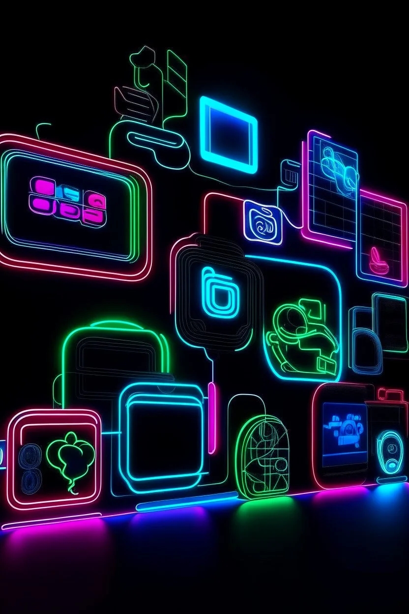 social media ads black background neon lights