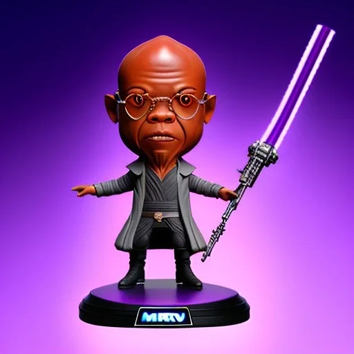 Bald Plastic mace windu Samuel Jackson purple bobblehead with boots