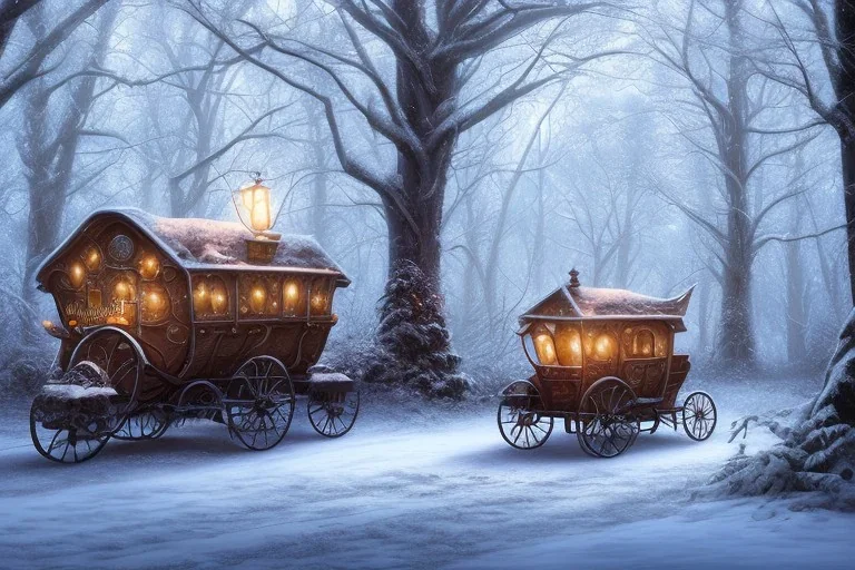 FOREST carriage LANTERN WINTER PATH FALL