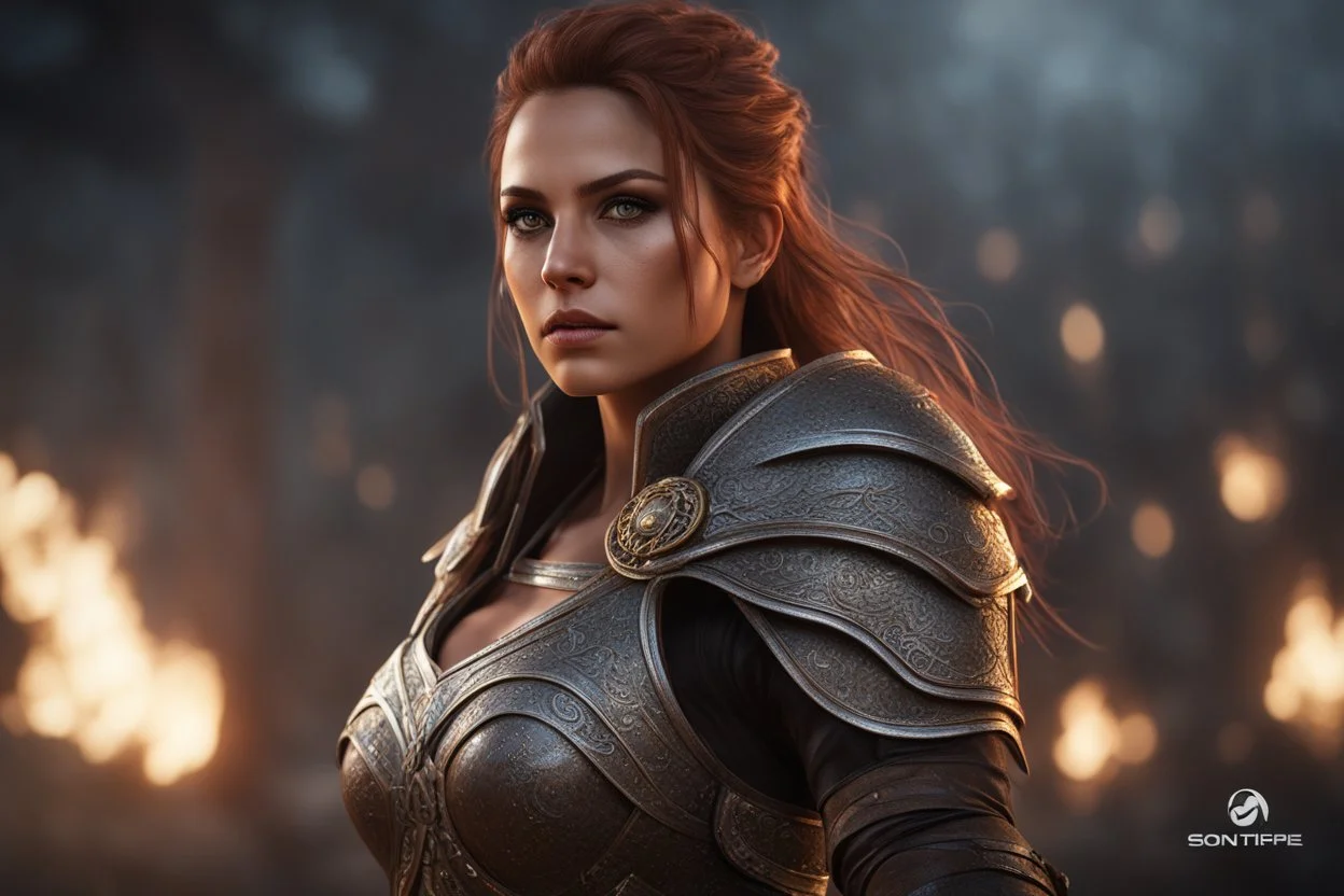 Fearsome female warrior with breathtaking eyes, Frightening, Cinematic lighting, Volumetric lighting, Epic composition, Photorealism, Bokeh blur, Very high detail, Sony Alpha α7, ISO1900, Character design, Unreal Engine, Octane render, HDR, Subsurface scattering, t