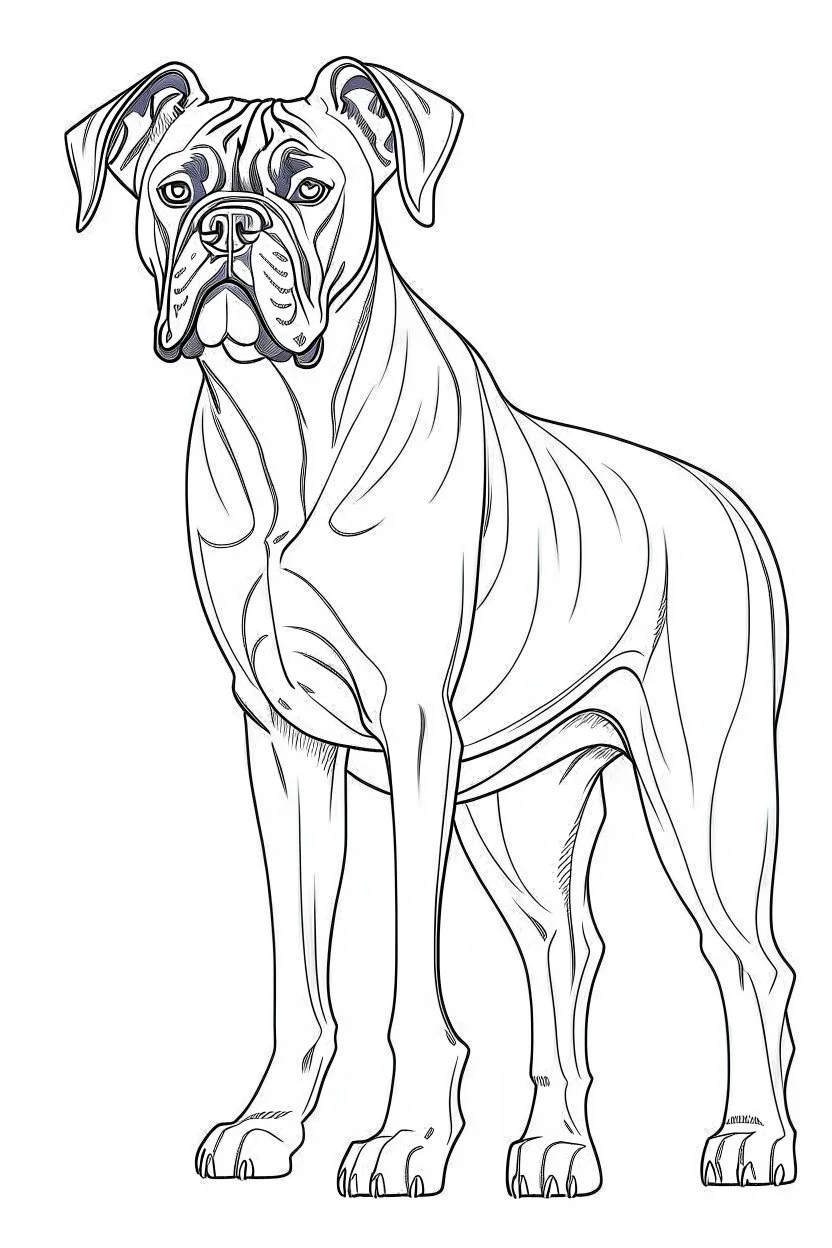 boxer, realistic, each unique, flat vector, full view, only draw lines, clean line art, –no sketch, white background, minimalistic black lines, minimal black color, coloring page, thin black line art, perfect shape, perfect clear lines,