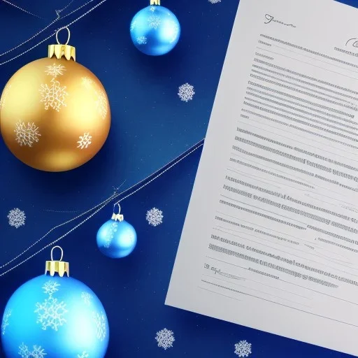 3D render of contract sheets flying, on a dark blue Christmas background, digital art, 4k