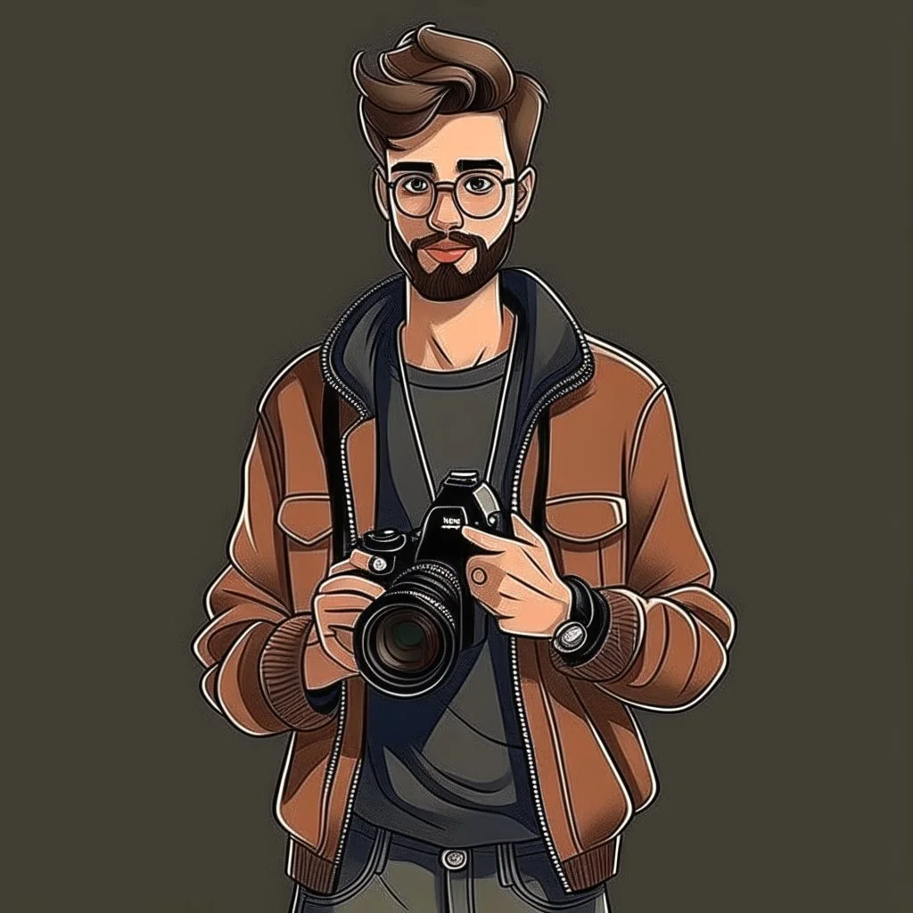 Unassuming man with nice casual 90s clothes and a camera frimdark realistic