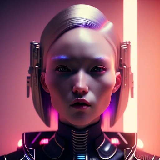 Blonde, Cyber Woman, short hair, samurai, cyberpunk, neon, highly detailed, art stations, concept art, smooth, unreal engine 5, god rays, ray tracing, RTX, lumen lighting, ultra detail, volumetric lighting, 3d, finely drawn, high definition, high resolution, gradient background