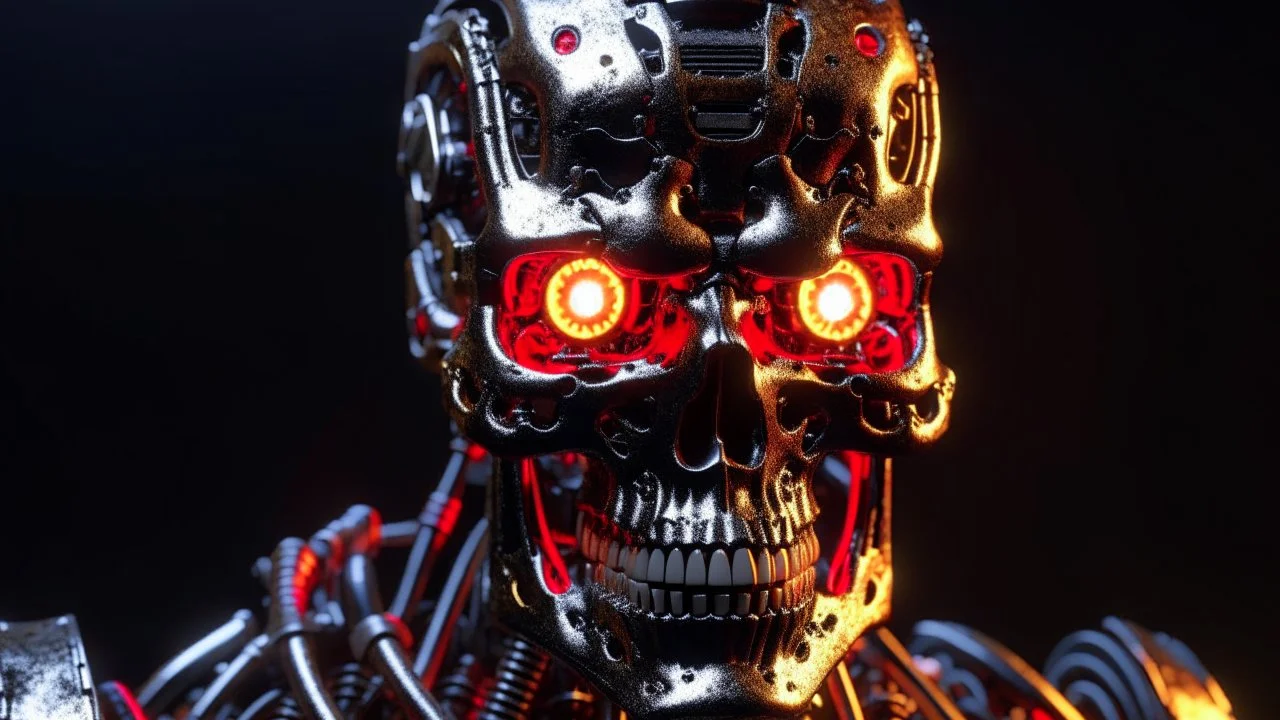 Portrait 4k terminator robot realiste. Firestarter