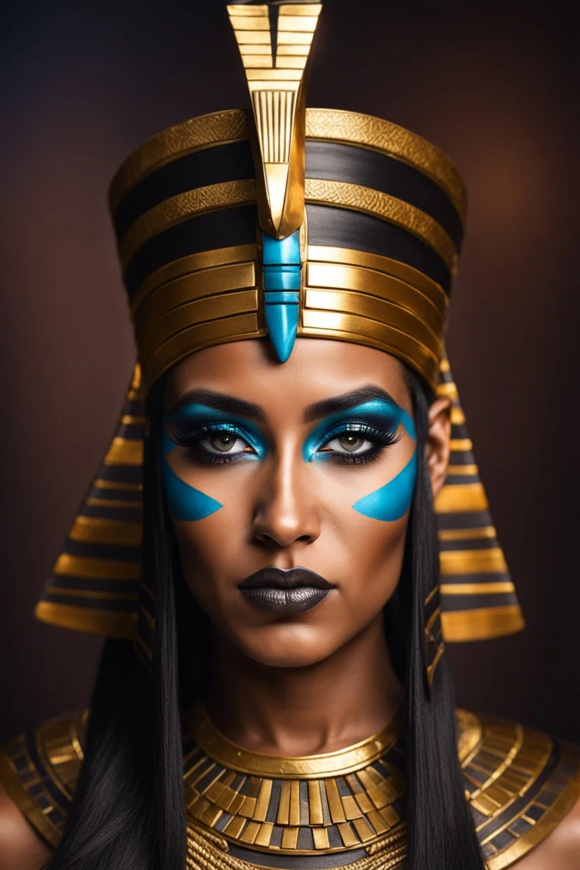 full body Cleopatra, pharaoh makeup, full body shot, written by Orcinus Orca, Ultra detail face