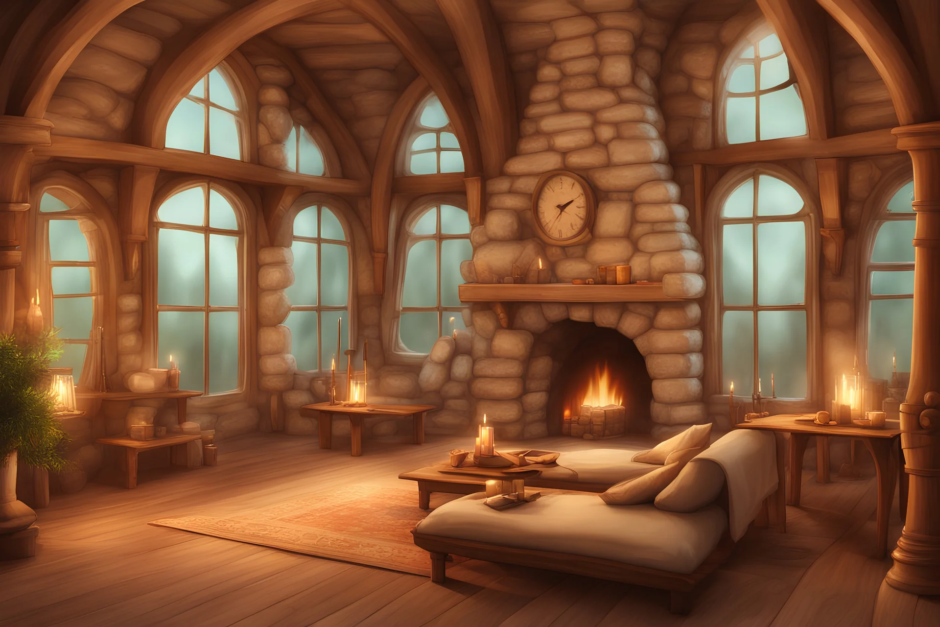 fantasy medieval room with fireplace