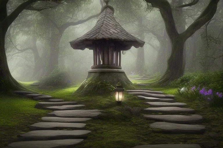 wooded stone lantern path