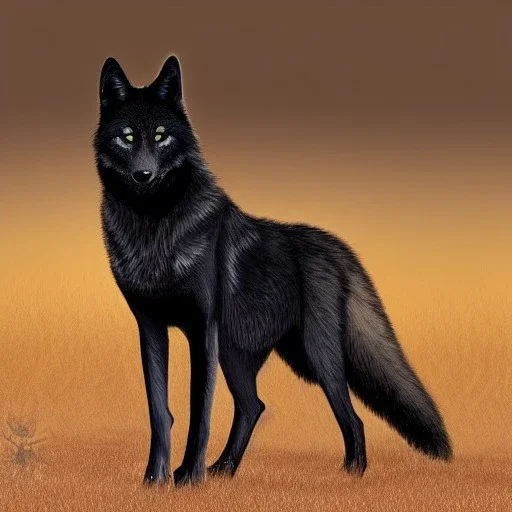 Black wolf with yellow and red markings with a blade tail