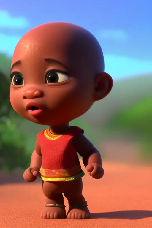 african baby inside egg, 3d, village, robot, 8k quality