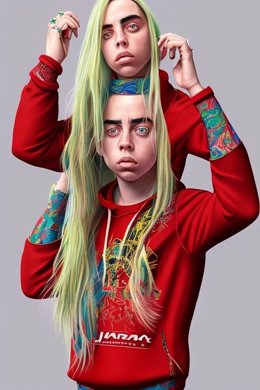 Billie Eilish, in my underwear, photorealistic illustration, 4k