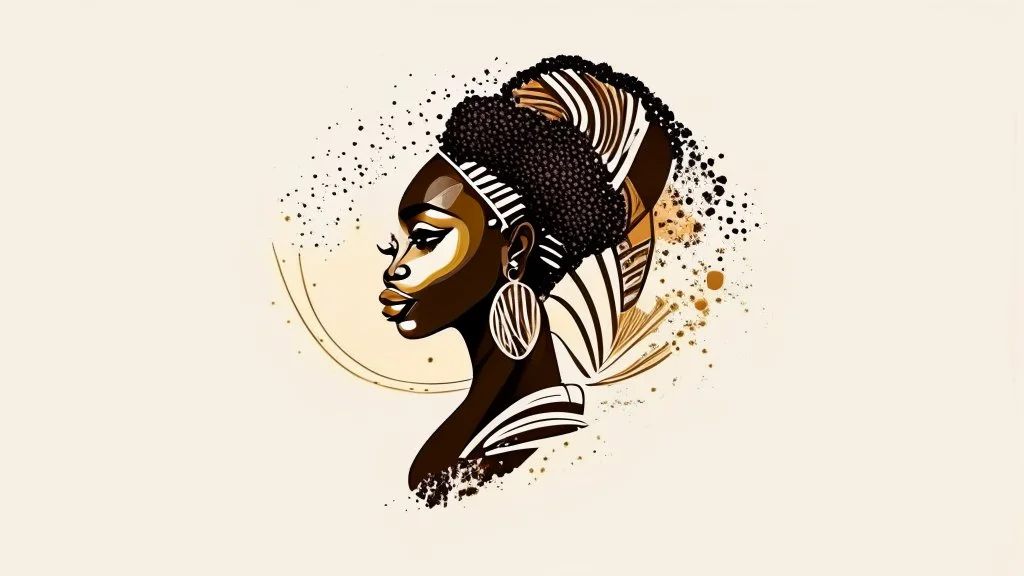 Logo, design, African woman, graphic, drawing, white background, cartoonthe