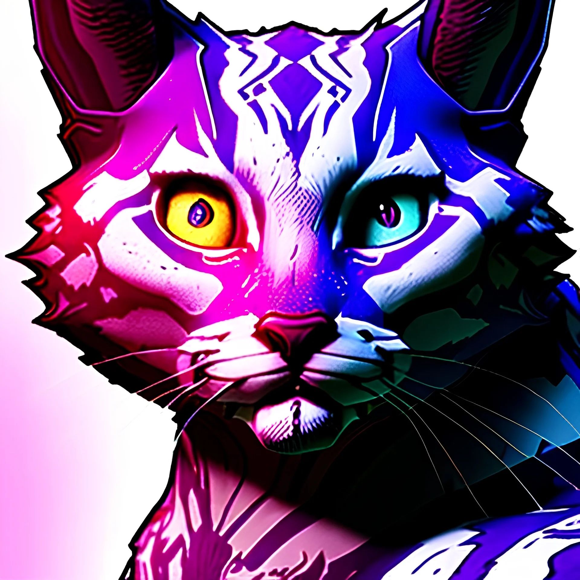 big little cats, Style Borderlands 2, purple tones,