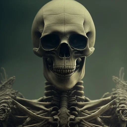 a skeleton warrior in hr giger style, red blood floating from above on his head, steam punk, realistic, made in octane, cinematic, ultra-realistic, extremely detailed octane rendering, 8K, VRAY Super Real ar 2:3, dof photorealistic futuristic 50mm lens hard lighting dark gray tintype photograph, realistic lighting, sepia color