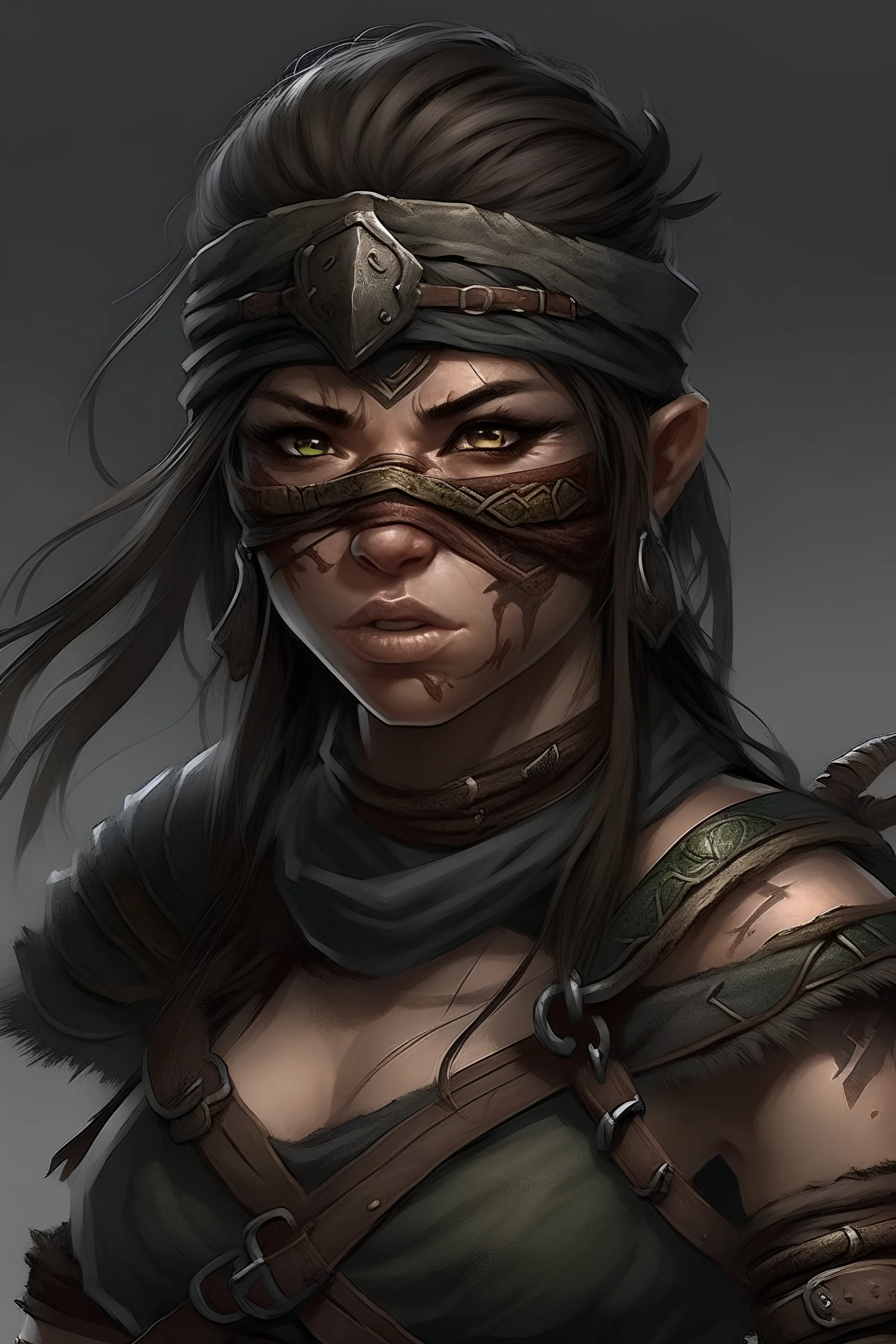 blindfolded female barbarian