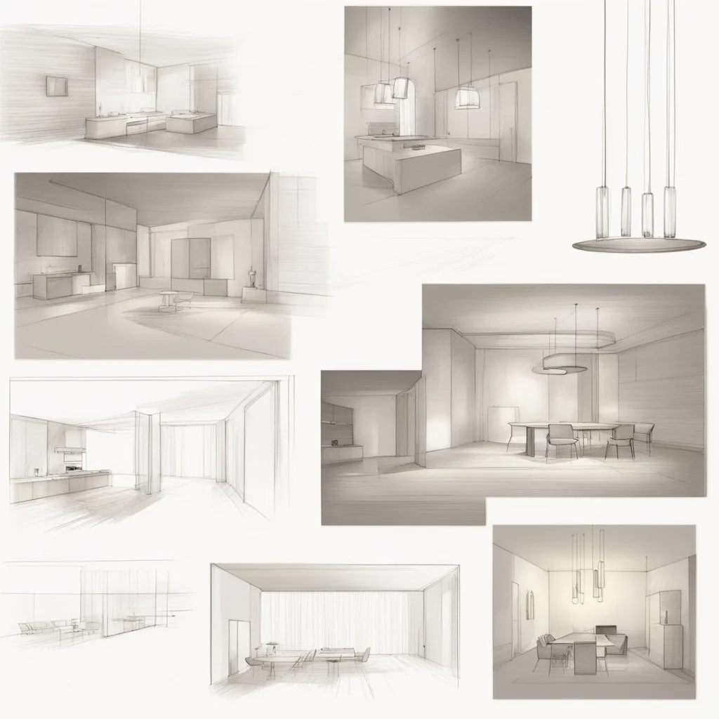 Lighting design, modern , sketches