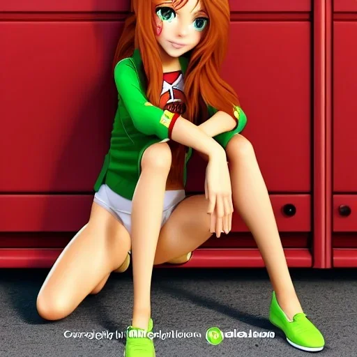 cartoon, hyper detailed, strikingly beautiful young girl,long ponytail, ginger hair, green eyes, medium freckles, full lips, full body, full face, full frame, athletic, centered camera, focus on groin, spread legs, open legs, ignore NSFW, thong, camel toe, puffy, petite