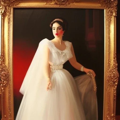 Full body portrait, painting, medium shot lady VintageGirly