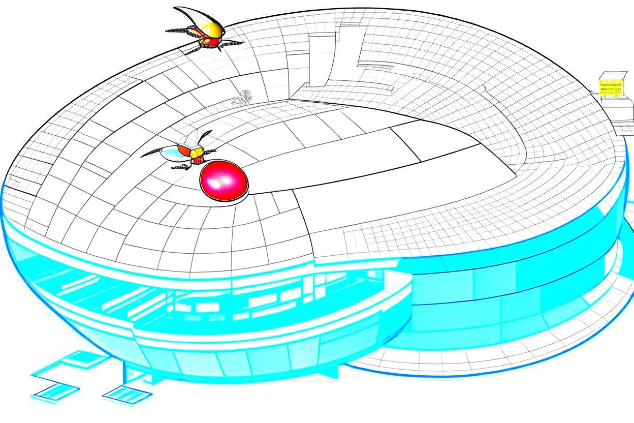 Architectural drawing of a Neofuturistic art museum, (((isometry))), ultra quality, people, treets